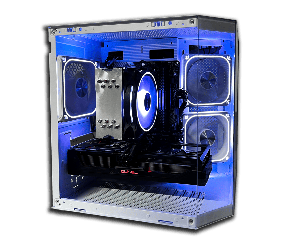 Calculator Gaming BLAZE White – AMD Ryzen 5 5500 Turbo 4.2 GHz, 32 GB DDR4, SSD M2 + HDD 500 GB, Placa Video AMD / nVidia - PC Era