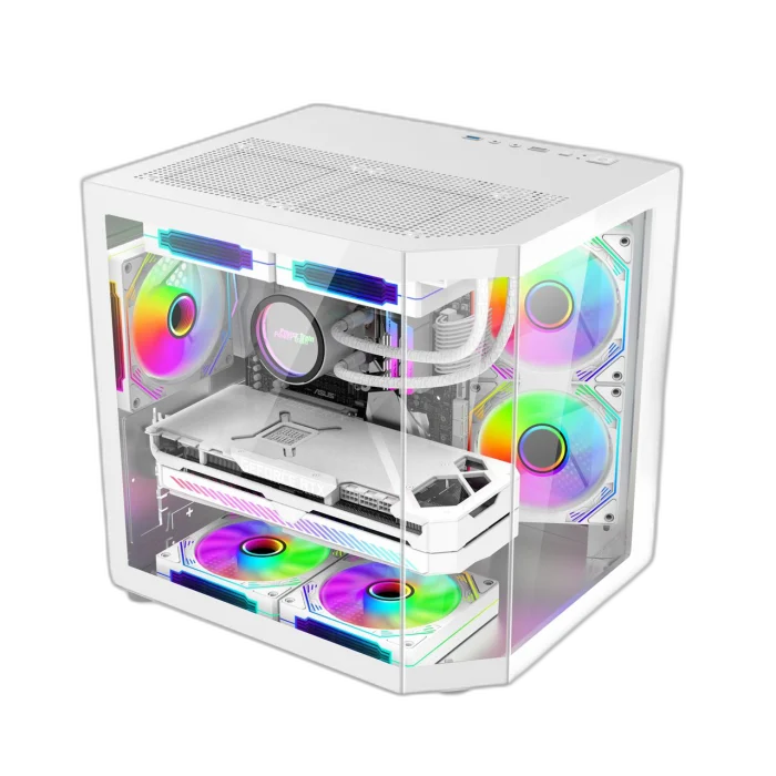 Carcasa ProGaming Alma, Micro - ATX, 3 Ventilatoare ARGB, Alb - PC Era