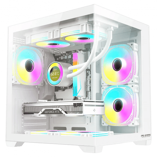 Carcasa ProGaming Ambra, M - ATX, 5 Ventilatoare ARGB + Telecomanda, Alb - PC Era