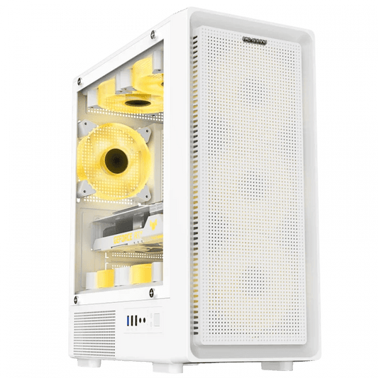 Carcasa ProGaming Vision, M - ATX, 4 Ventilatoare RGB, Alb - PC Era